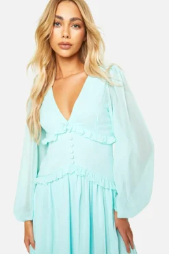 Smock Dresses*boohoo Ruffle Smock Dress sage