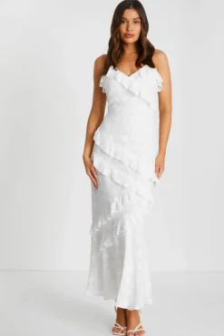 Wrap Dresses*Quiz Ruffle Wrap Midaxi Dress White