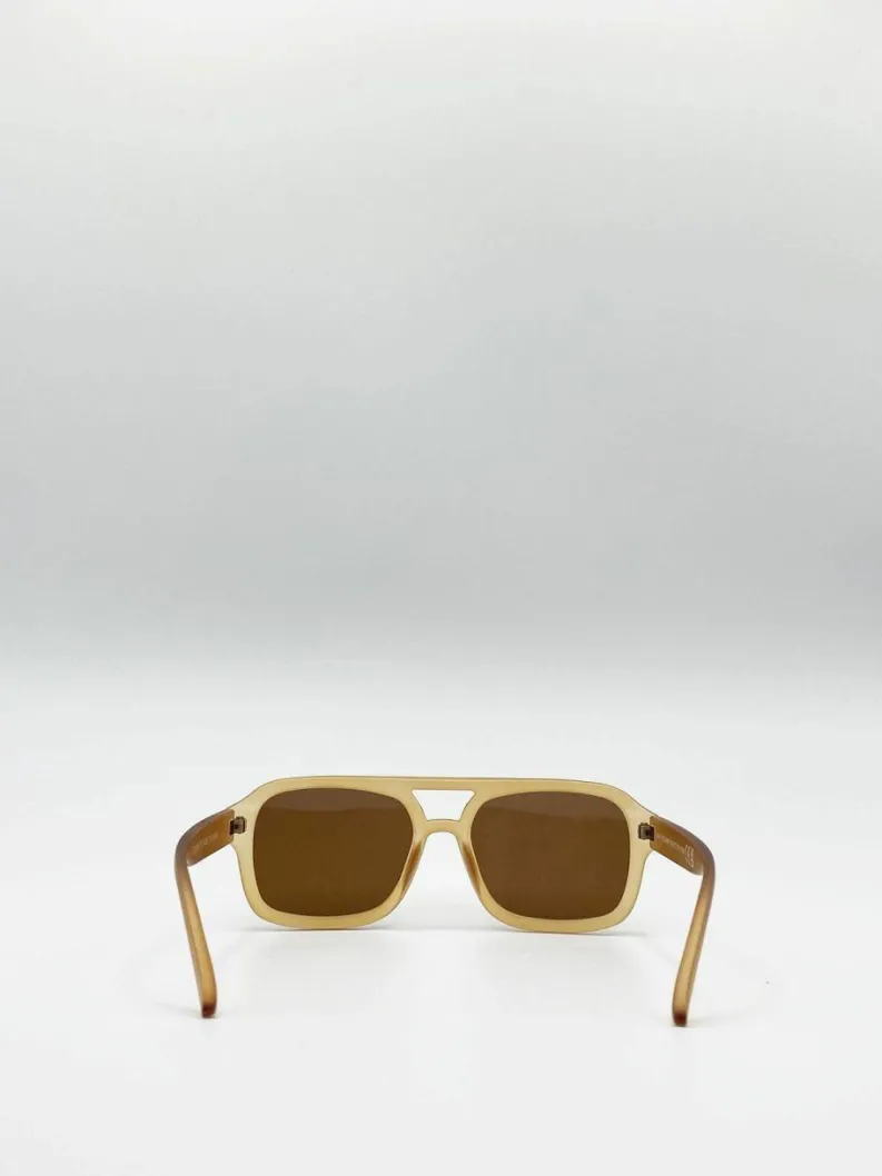 Sunglasses*SVNX 70's Navigator Sunglasses In Matte Sand Light Sand
