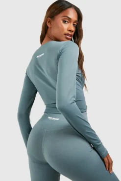 Long Sleeve Tops|Activewear*boohoo DSGN Studio Supersoft Peached Sculpt Long Sleeve Top sage