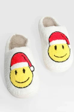Slippers|Slippers*boohoo Santa Borg Face Slippers cream