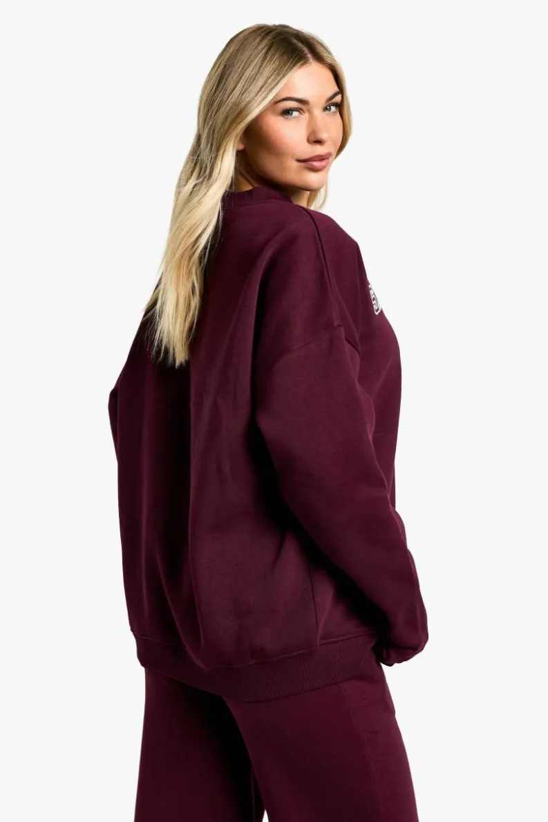 Sweatshirts|Dsgn Studio*boohoo Santa Monica Slogan Oversized Sweatshirt burgundy