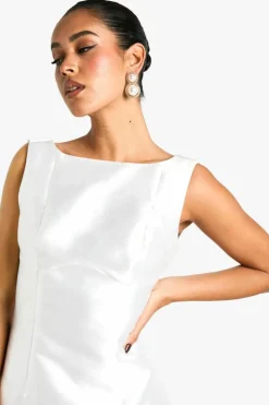 A Line Dresses|Skater Dresses*boohoo Satin A-Line Mini Dress white