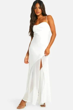 Maxi Dresses*boohoo Satin And Chiffon Mix Maxi Dress white