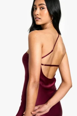 Maxi Dresses|Dresses*boohoo Satin Asymmetric Maxi Dress wine