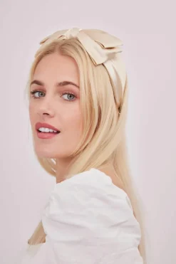 Hair Accessories*My Accessories London Satin Bow Headband Cream