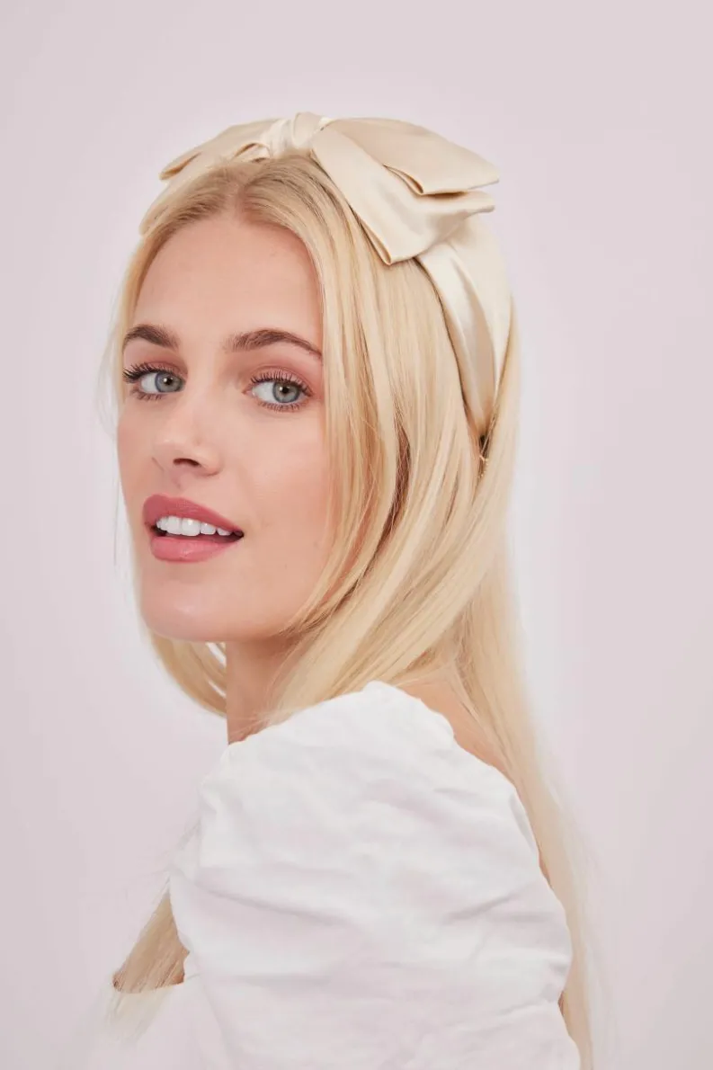 Hair Accessories*My Accessories London Satin Bow Headband Cream