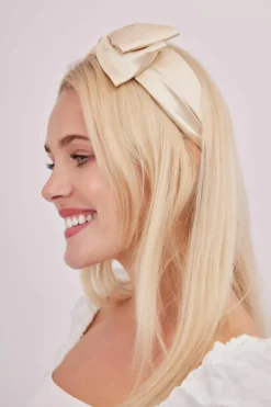Hair Accessories*My Accessories London Satin Bow Headband Cream