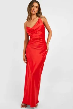 Cami Dresses*boohoo Satin Double Strap Midaxi Dress red