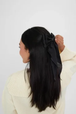 Hair Accessories*My Accessories London Satin Flowy Bow Clip Black