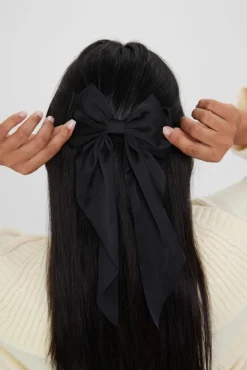 Hair Accessories*My Accessories London Satin Flowy Bow Clip Black