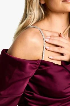 Maxi Dresses|Dresses*boohoo Satin Maxi Asymmetric Dress plum