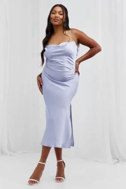 Cami Dresses|Midi Dresses*boohoo Satin Midi Slip Dress blue