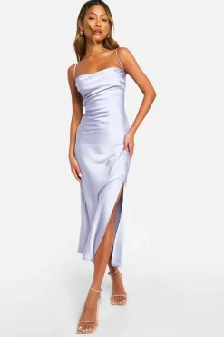 Cami Dresses|Midi Dresses*boohoo Satin Midi Slip Dress blue