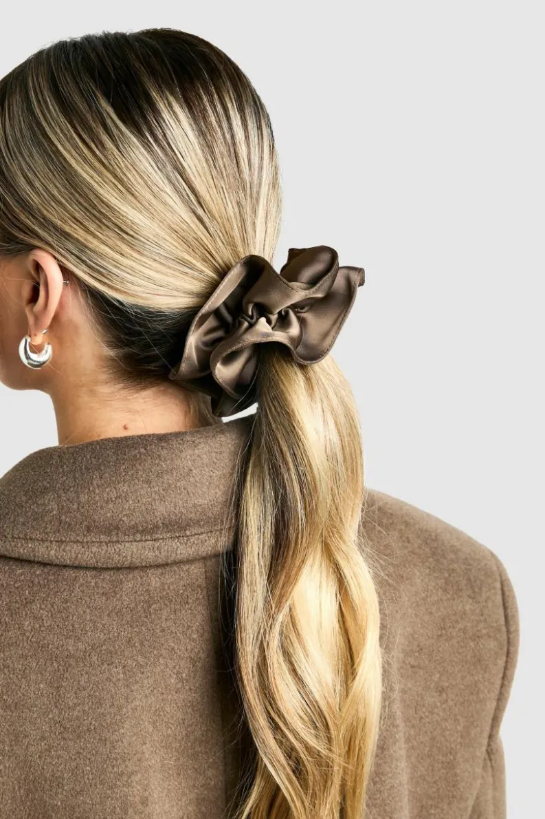 Hair Accessories*boohoo Satin Oversized Scrunchie mocha