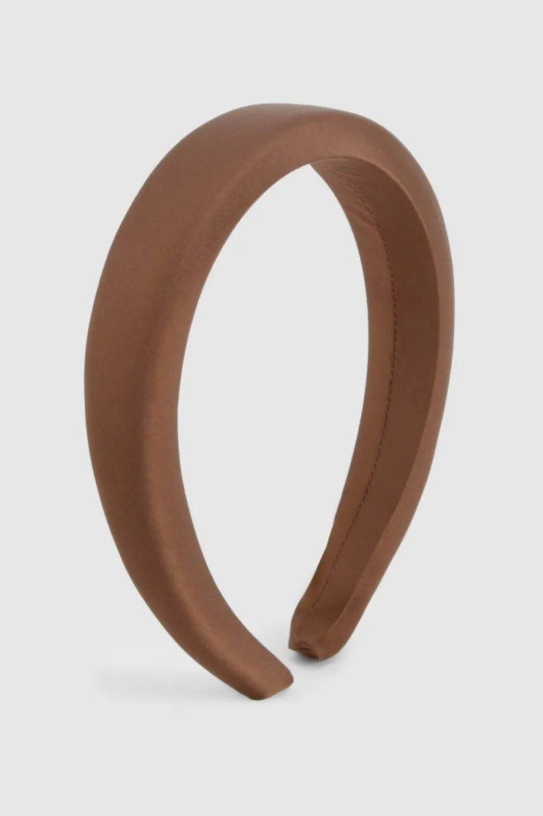 Hair Accessories*boohoo Satin Padded Headband chocolate