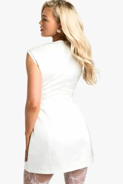 Skater Dresses|Suits & Tailoring*boohoo Satin Pocket Front Mini Dress white