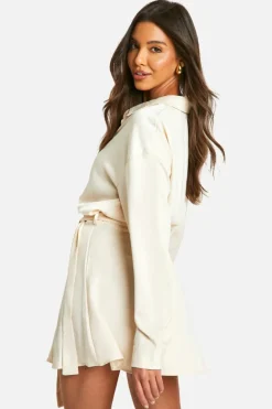 Shirt Dresses*boohoo Satin Shirt Dress champagne