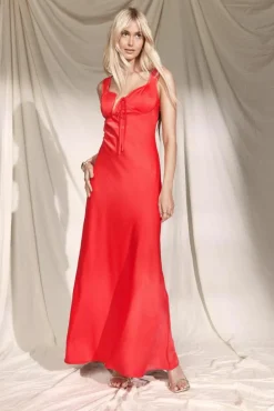 Cami Dresses*boohoo Satin Slip Maxi Dress red