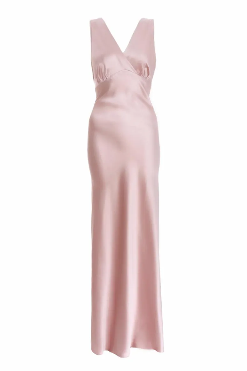 Wrap Dresses*Quiz Satin Wrap Maxi Dress Pale Pink
