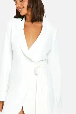 Wrap Dresses*boohoo Satin Wrap Mini Dress white