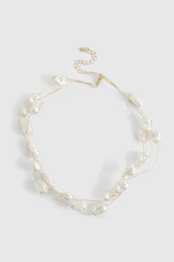 Necklaces*boohoo Scattered Layered Necklace pearl