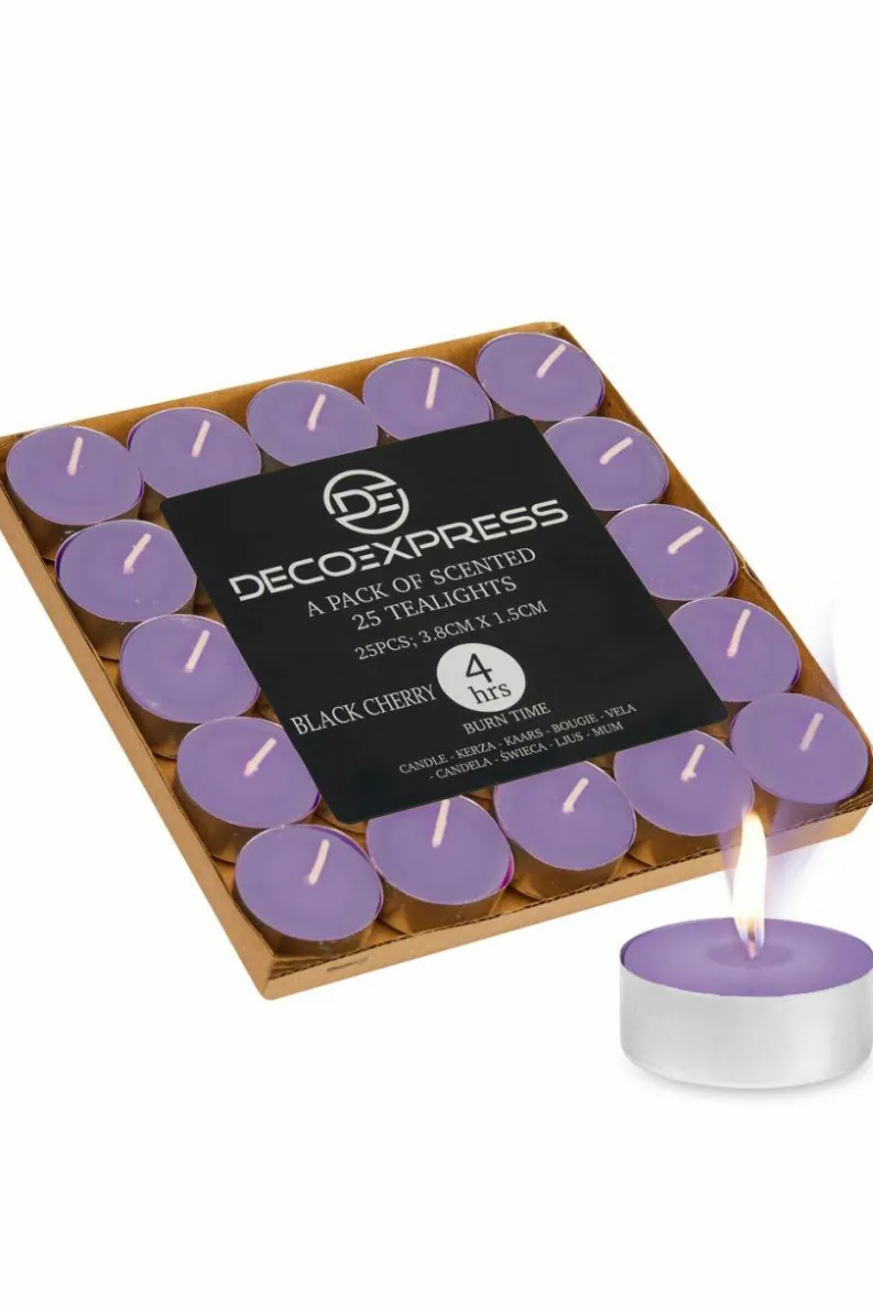 Candles & Diffusers|Candles*Deco Express Scented 25 Packs Tealights - Black Cherry Purple