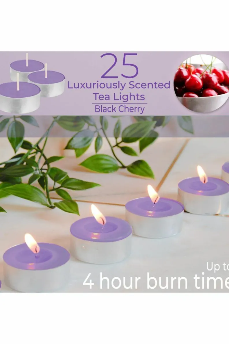 Candles & Diffusers|Candles*Deco Express Scented 25 Packs Tealights - Black Cherry Purple