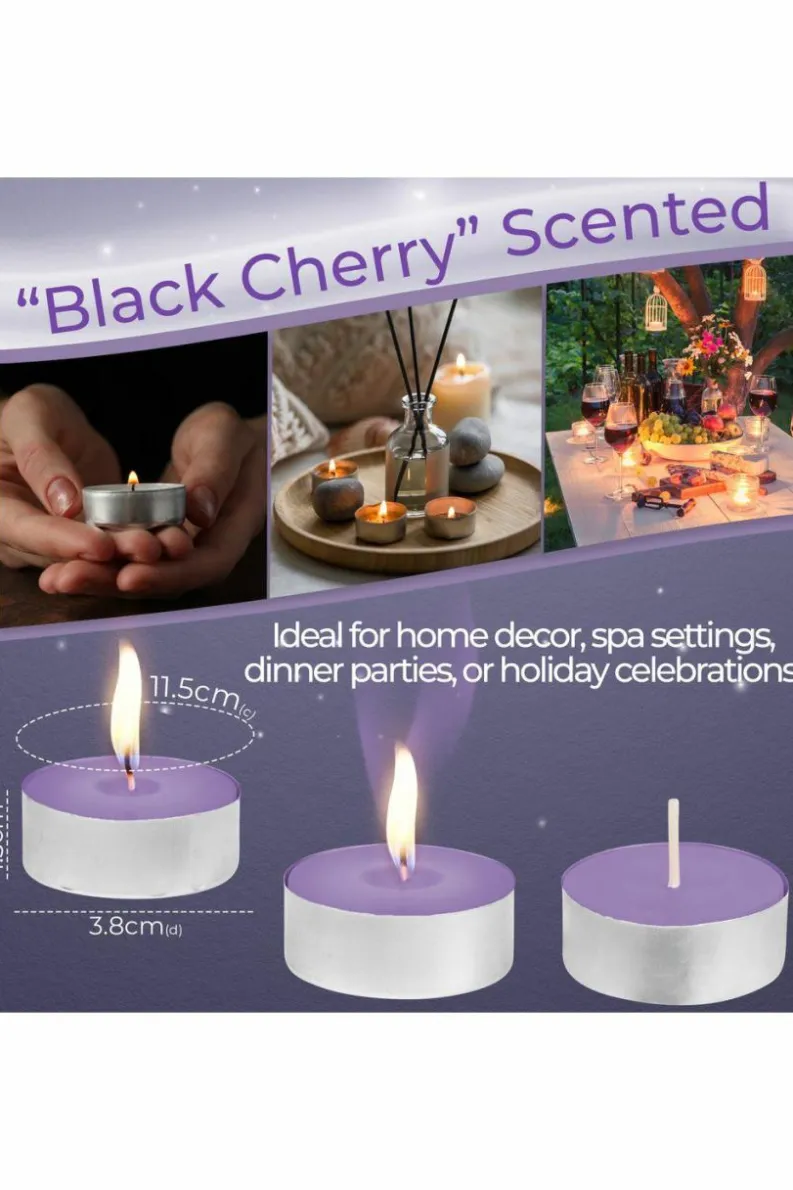 Candles & Diffusers|Candles*Deco Express Scented 25 Packs Tealights - Black Cherry Purple