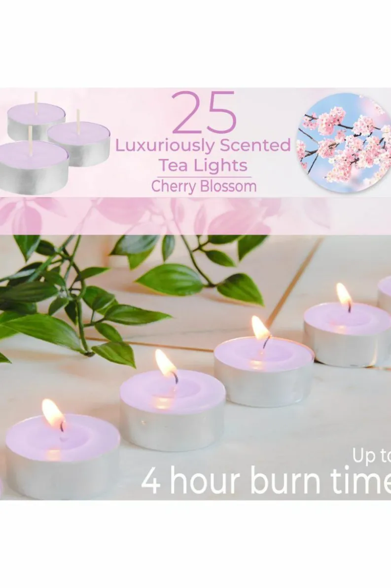 Candles & Diffusers|Candles*Deco Express Scented 25 Packs Tealights - Cherry Blossom Pink