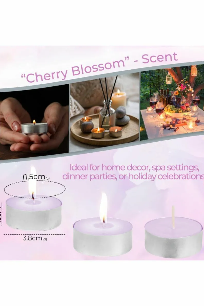 Candles & Diffusers|Candles*Deco Express Scented 25 Packs Tealights - Cherry Blossom Pink