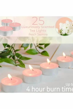 Candles & Diffusers|Candles*Deco Express Scented 25 Packs Tealights - Peach Jasmine Orange
