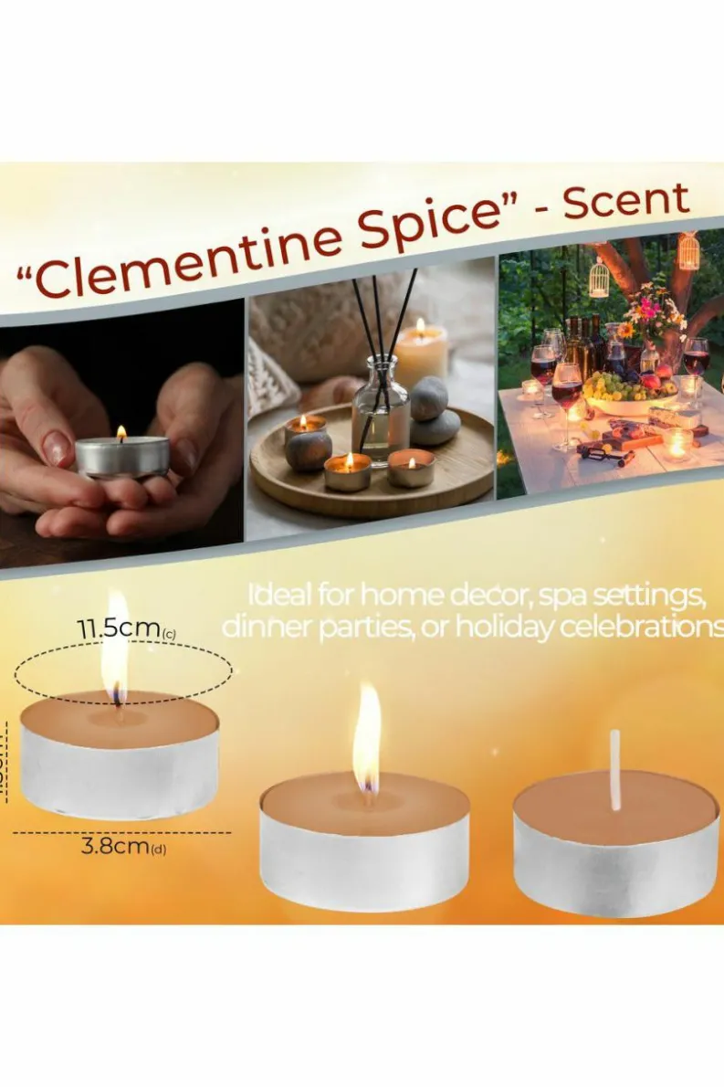 Candles & Diffusers|Candles*Deco Express Scented 25 Packs Tealights - Clementine Spice Beige
