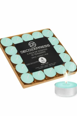 Candles & Diffusers|Candles*Deco Express Scented 25 Packs Tealights - Cool Eucalyptus Green