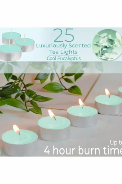 Candles & Diffusers|Candles*Deco Express Scented 25 Packs Tealights - Cool Eucalyptus Green