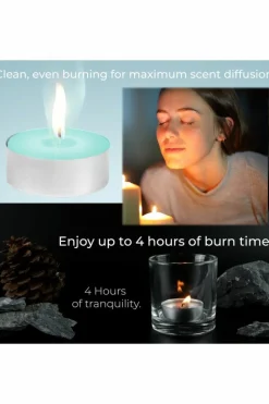 Candles & Diffusers|Candles*Deco Express Scented 25 Packs Tealights - Cool Eucalyptus Green