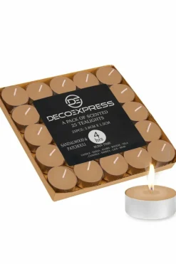 Candles & Diffusers|Candles*Deco Express Scented 25 Packs Tealights - Sandalwood and Patchouli Brown