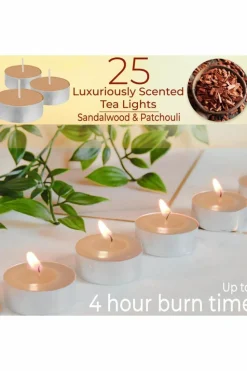 Candles & Diffusers|Candles*Deco Express Scented 25 Packs Tealights - Sandalwood and Patchouli Brown
