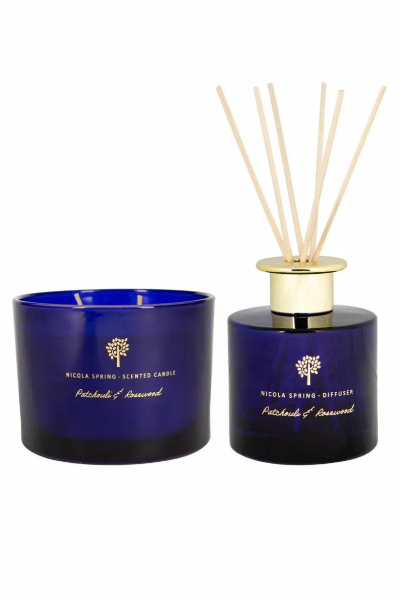 Candles & Diffusers|Candles*Nicola Spring Scented Candle & Reed Diffuser Set 350g Patchouli & Rosewood Blue