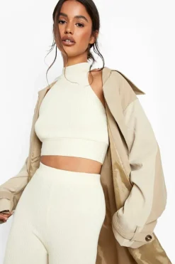 Knitted Co-Ords|Leggings*boohoo Scoop Halterneck And Leggings Knitted Set ecru