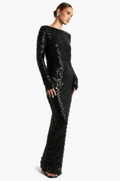 Maxi Dresses*boohoo Scoop Low Back Pearl Sequin Maxi Dress black
