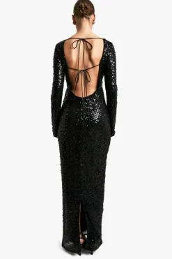 Maxi Dresses*boohoo Scoop Low Back Pearl Sequin Maxi Dress black