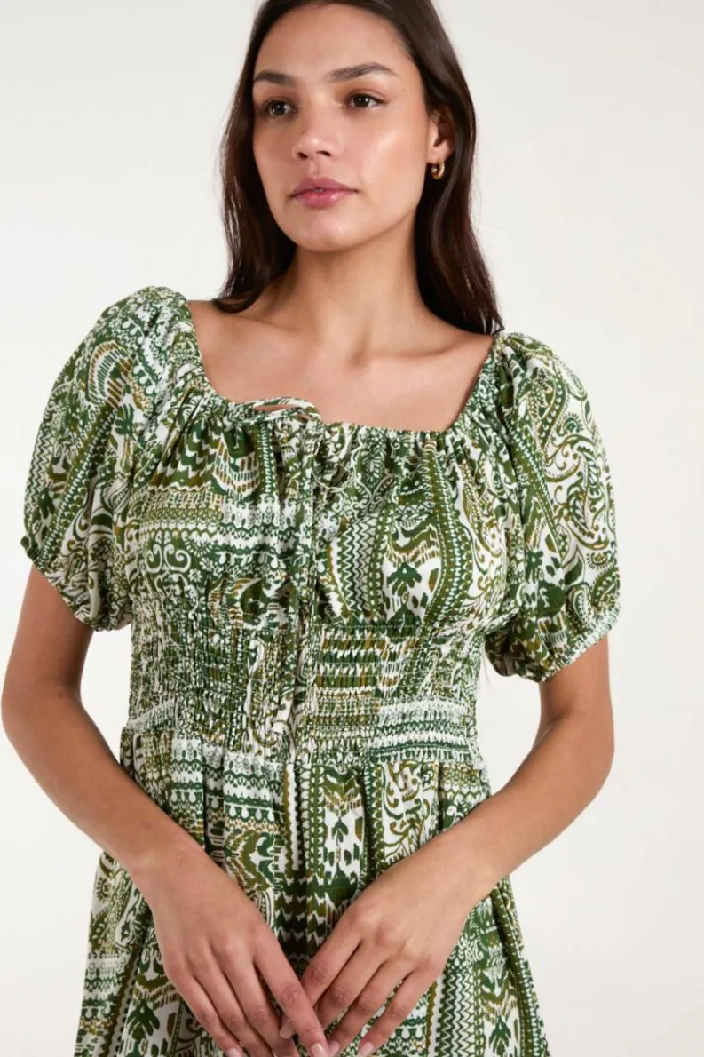 Midi Dresses*Blue Vanilla Scoop Neck Paisley Midi Dress Green