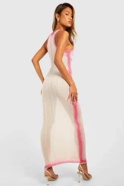 Jumper Dresses|Jumper Dresses*boohoo Scoop Neckline Ombre Fine Gauge Rib Knitted Maxi Dress hot pink