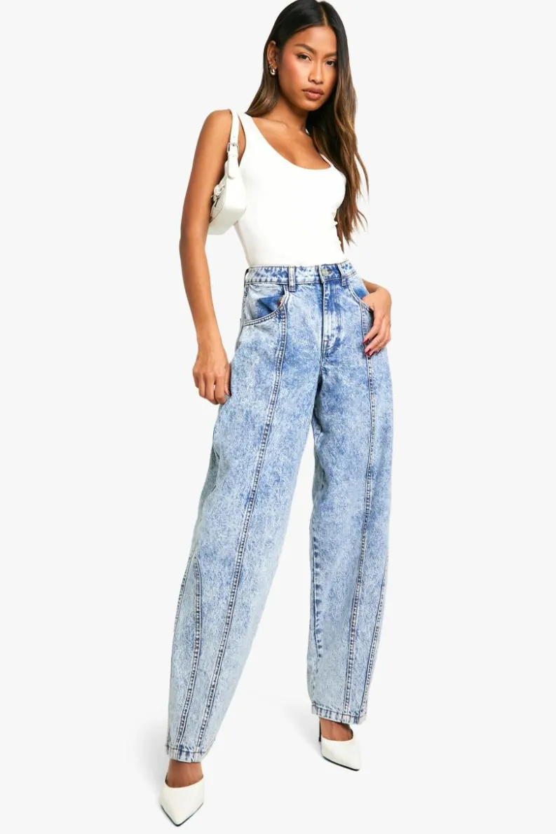 Up To 80% Off Winter Warmers|Jeans*boohoo Seam Detail Slouchy Boyfriend Jean mid blue