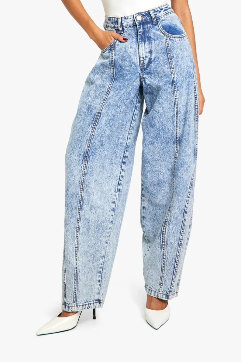 Up To 80% Off Winter Warmers|Jeans*boohoo Seam Detail Slouchy Boyfriend Jean mid blue