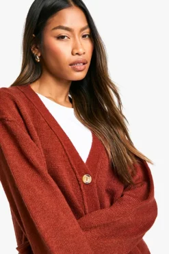 Cardigans|Up To 80% Off Winter Warmers*boohoo Seam Detail Soft Knit Boyfriend Oversized Cardigan chocolate