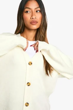 Cardigans|Up To 80% Off Winter Warmers*boohoo Seam Detail Soft Knit Boyfriend Oversized Cardigan ecru