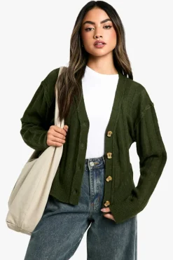 Cardigans*boohoo Seam Detail Soft Rib Knit Boyfriend Cardigan forest
