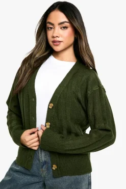 Cardigans*boohoo Seam Detail Soft Rib Knit Boyfriend Cardigan forest